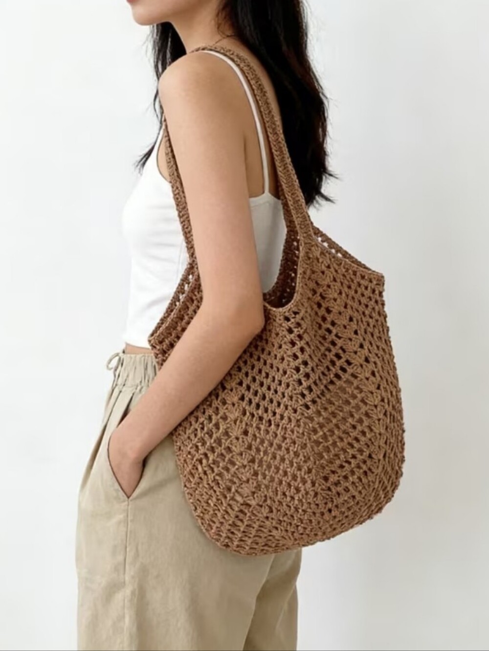 🔥Crochet Tote Bag Brown